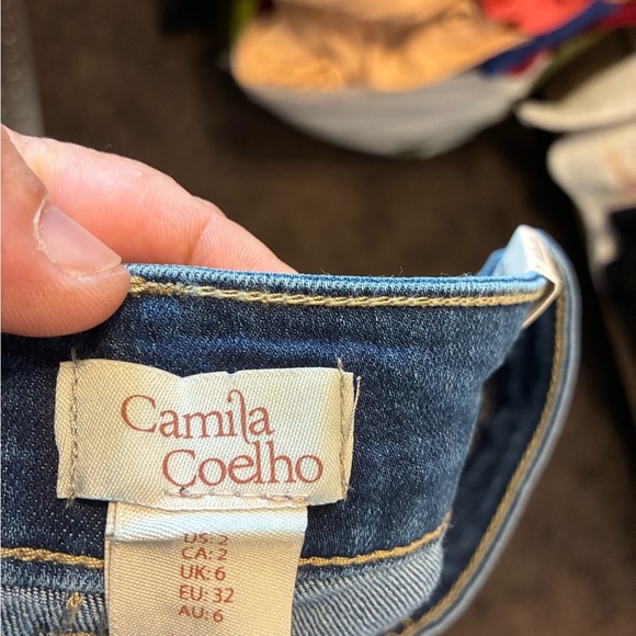 Camila Coelho Crystal Rhinestone Jeans Size 2 Medium Wash Straight Leg Fancy NWT - Picture 12 of 14